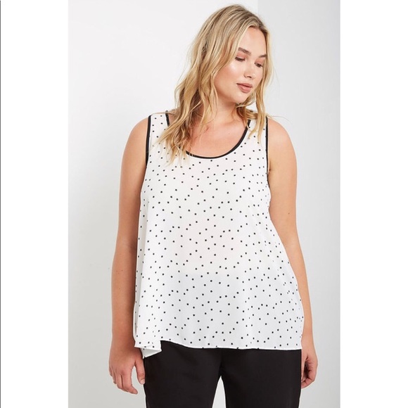 Last ☝️Curvy White Chiffon Print Sleeveless Top - Picture 2 of 6